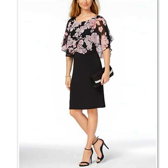 chiffon cape overlay dress